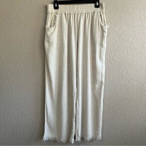 Bad Little Country Girl Linen Blend Wide-Leg Pants, Size Medium
